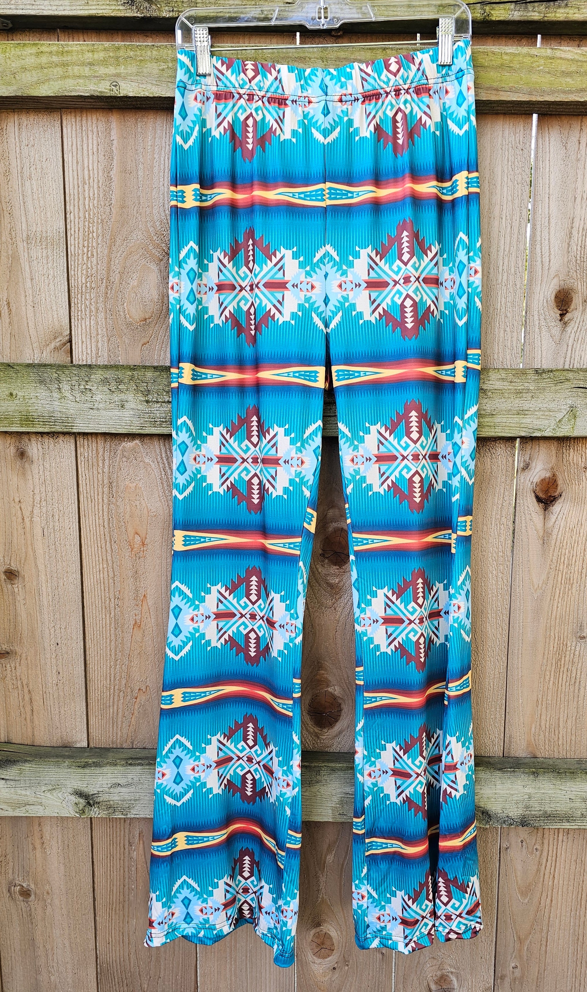 Baha Ranch Teal Aztec Flare Pants