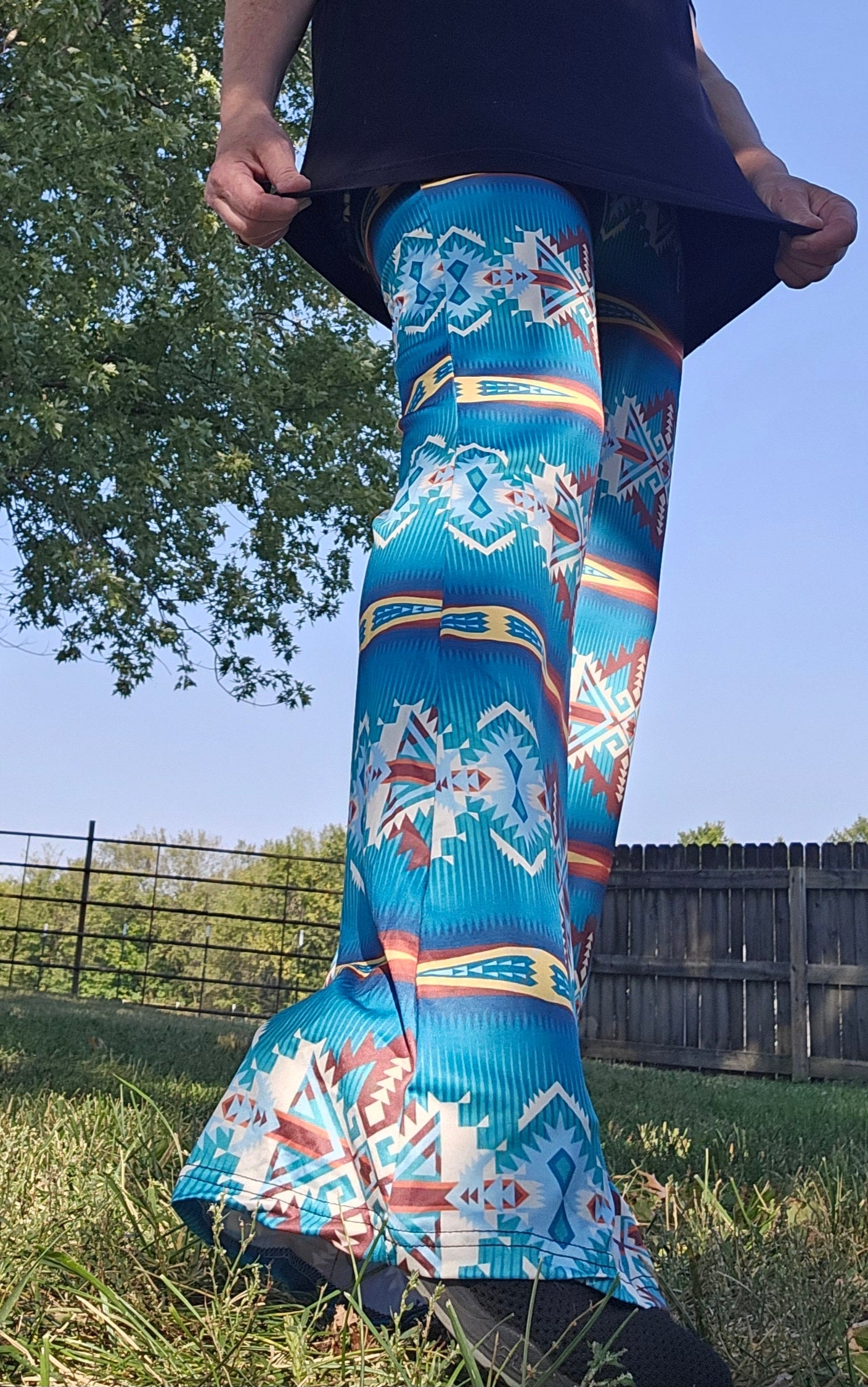Baha Ranch Teal Aztec Flare Pants