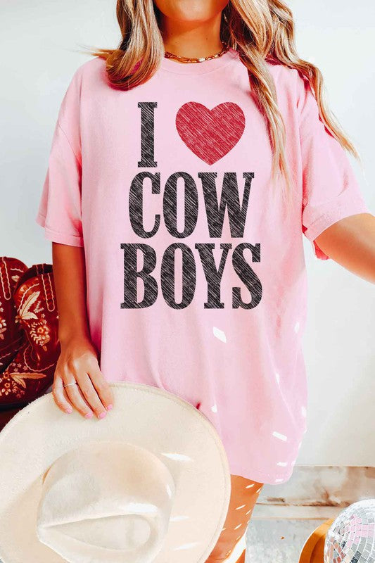 I Love Cowboys Western Country Graphic Tee