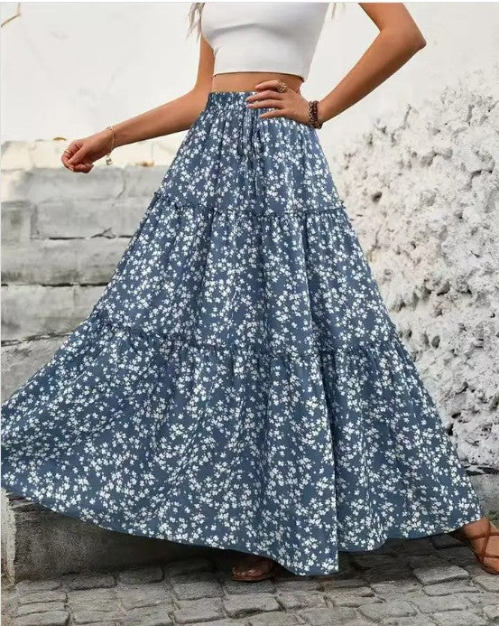 Miss Sparkling | Floral Tiered Maxi Skirt