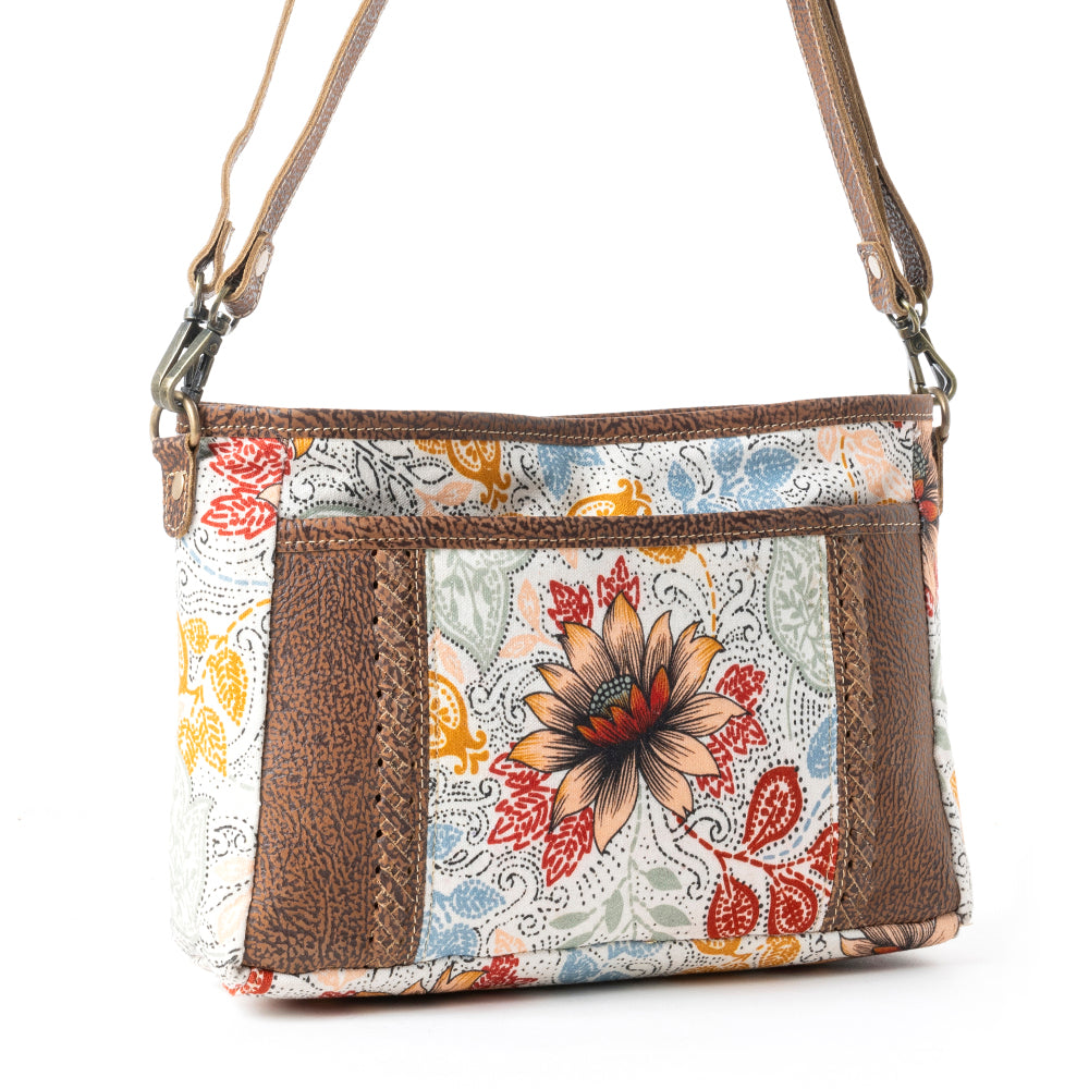 Myra MesaTrail Dahlia Floral Printed Canvas Sling Bag â€“ Lightweight Casual Crossbody Bag for Women