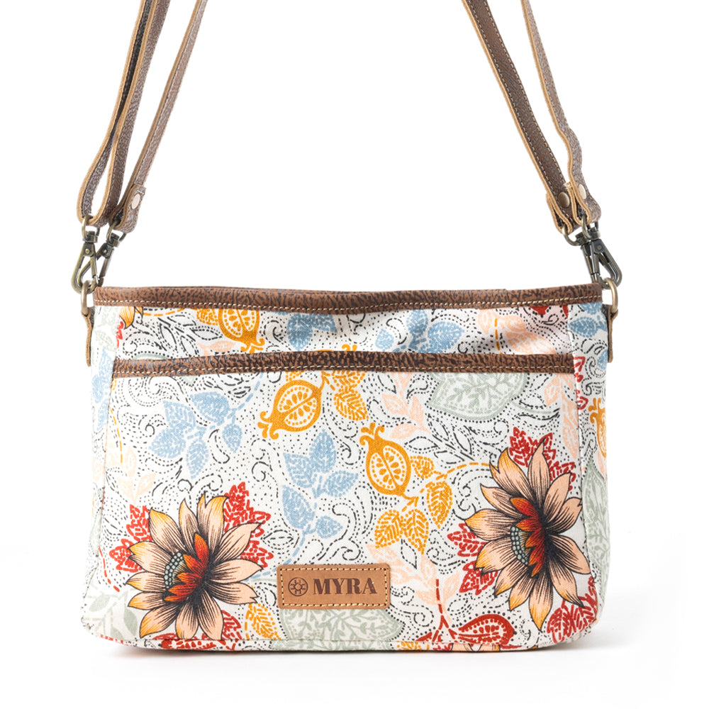 Myra MesaTrail Dahlia Floral Printed Canvas Sling Bag â€“ Lightweight Casual Crossbody Bag for Women